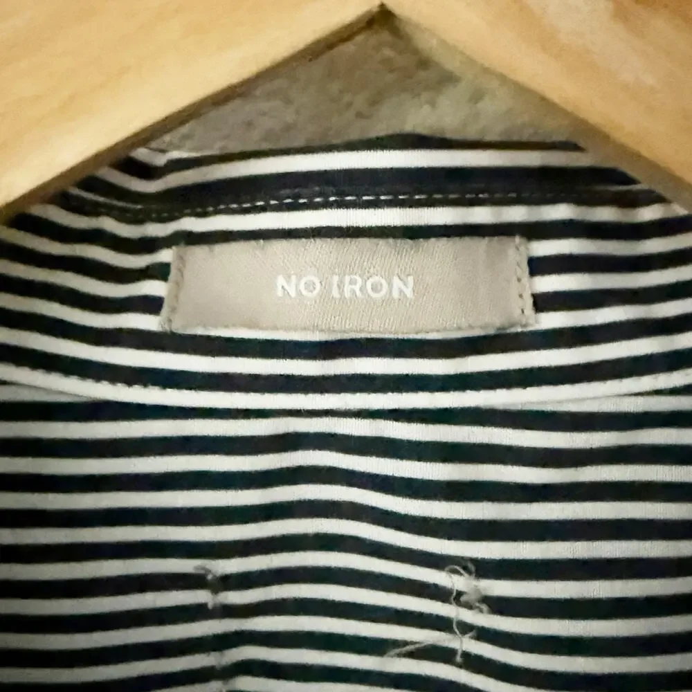 CHICO’S | Navy Blue & White Stripe Floral Print‎ Button Front Tunic | Large